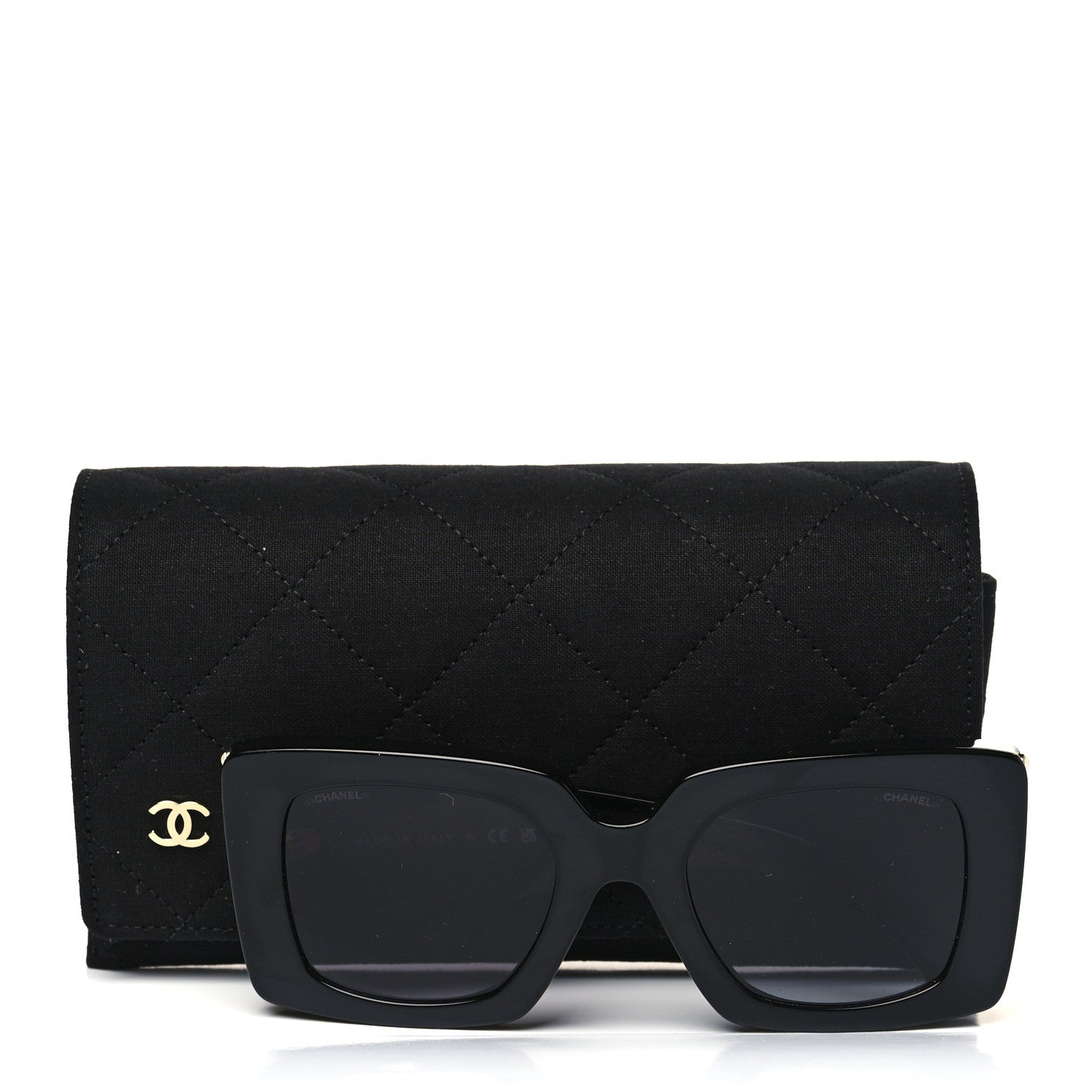 Chanel Acetate Pearl Rectangle Sunglasses 5480-H Black 7 of 7