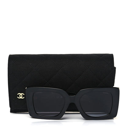 Chanel Acetate Pearl Rectangle Sunglasses 5480-H Black 7 of 7