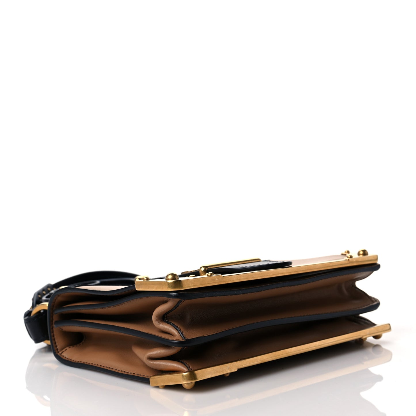 City Calfskin Saffiano Cahier Bag Caramel Black