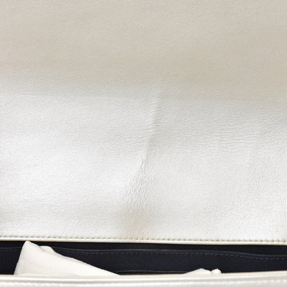 Chanel Lambskin Embossed Medium Boy Cube Flap White Red 14 of 17