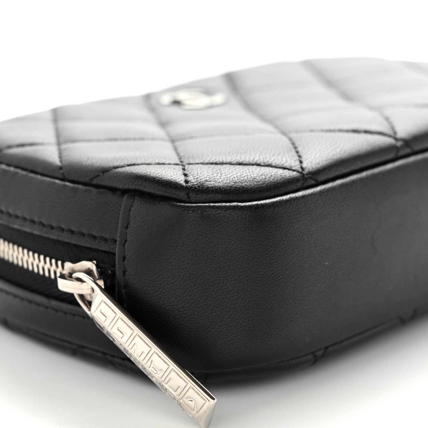 Chanel Lambskin Quilted Small Curvy Pouch Cosmetic Case Black 8 of 10