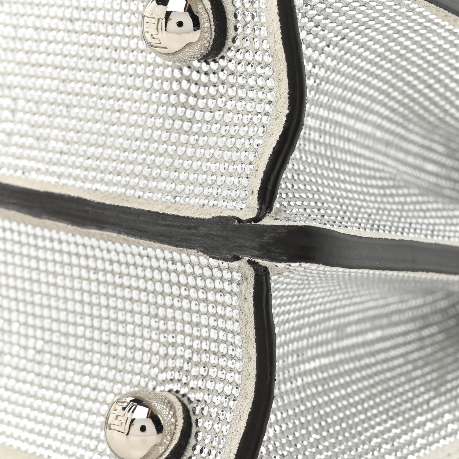 Fendi Crystal Vitello Laminato FF Petite Peekaboo I SEE U Satchel Crystal Argento 12 of 14