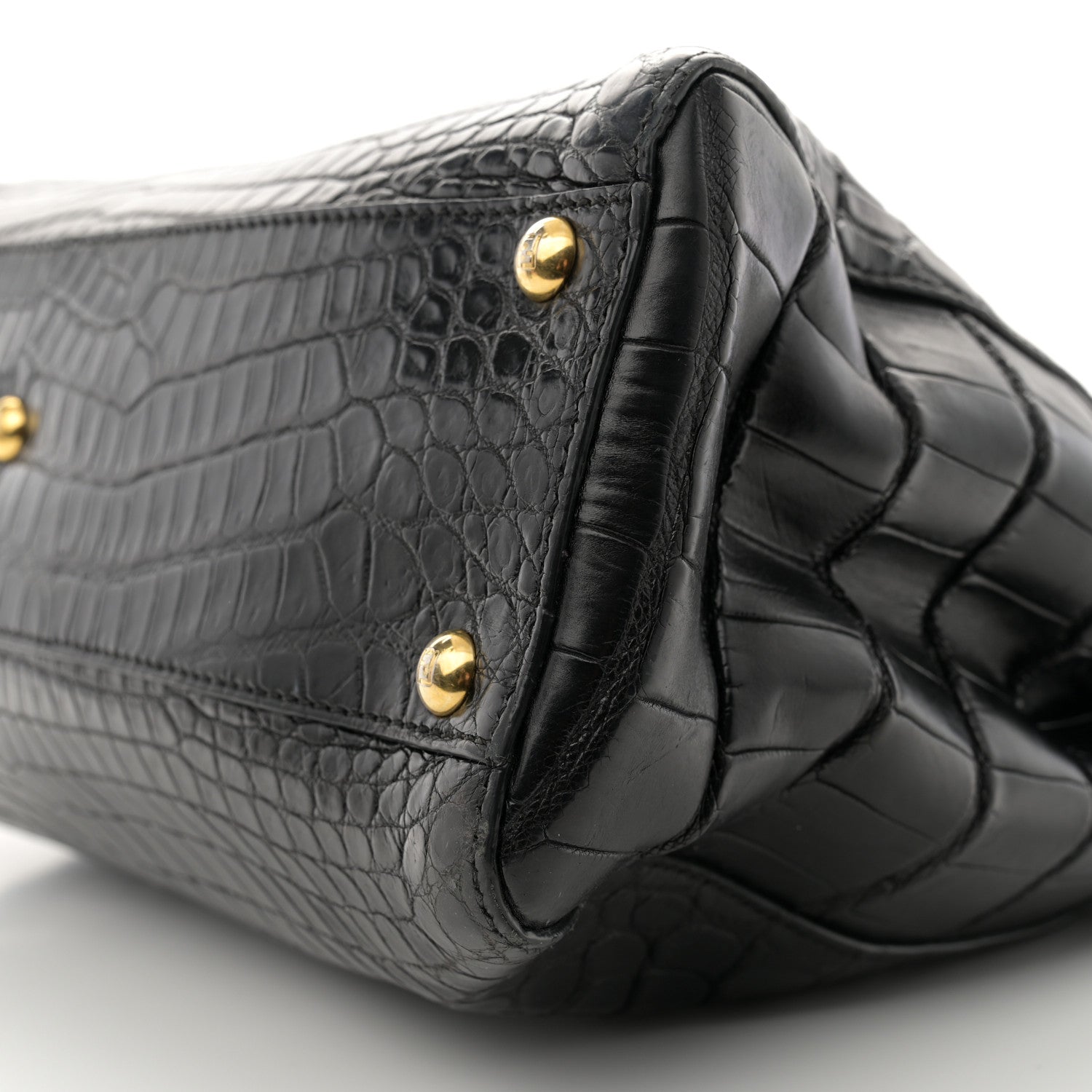Fendi Crocodile Medium Peekaboo Iconic Satchel Black 9 of 17