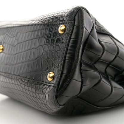 Fendi Crocodile Medium Peekaboo Iconic Satchel Black 9 of 17