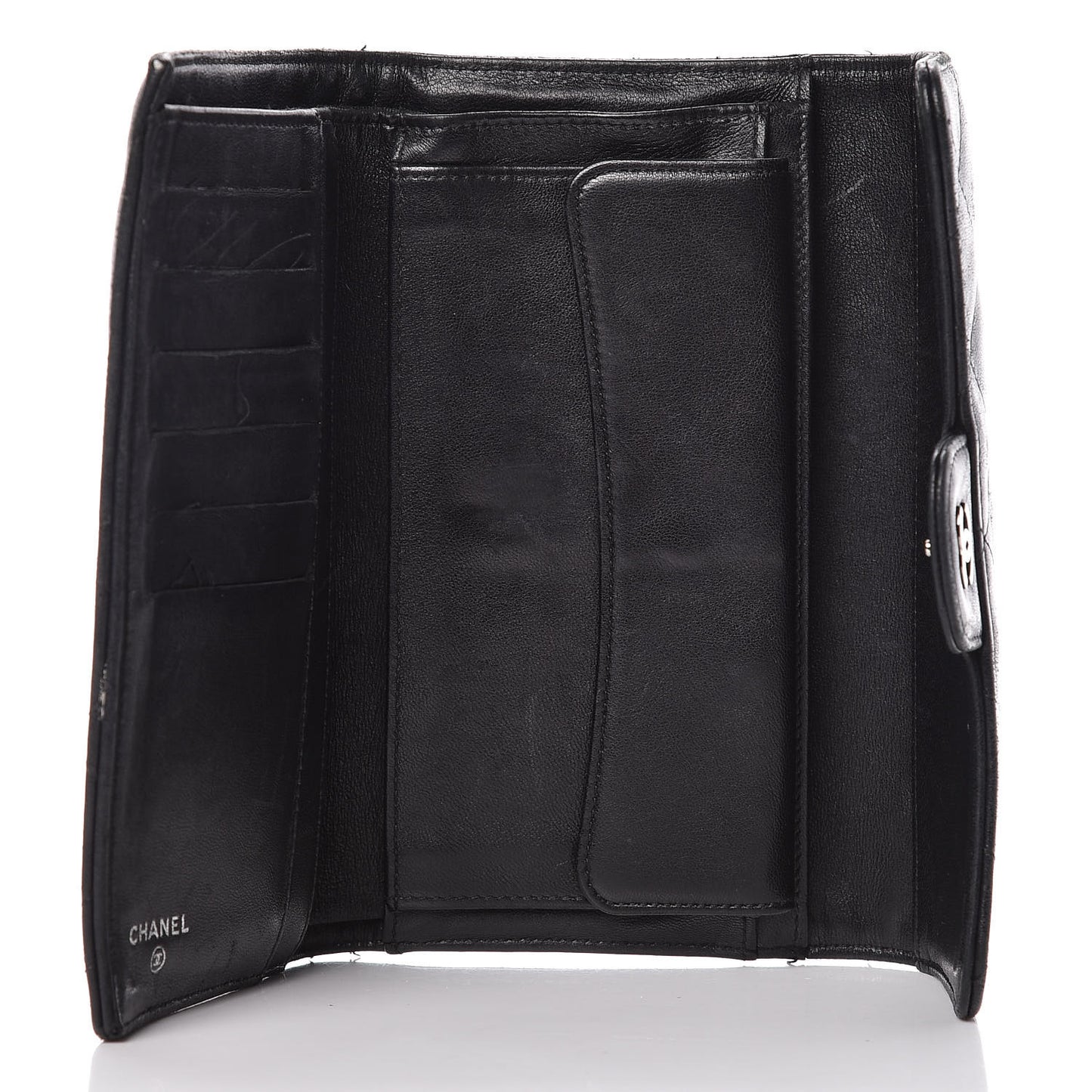 Lambskin Quilted Large Flap Wallet Black