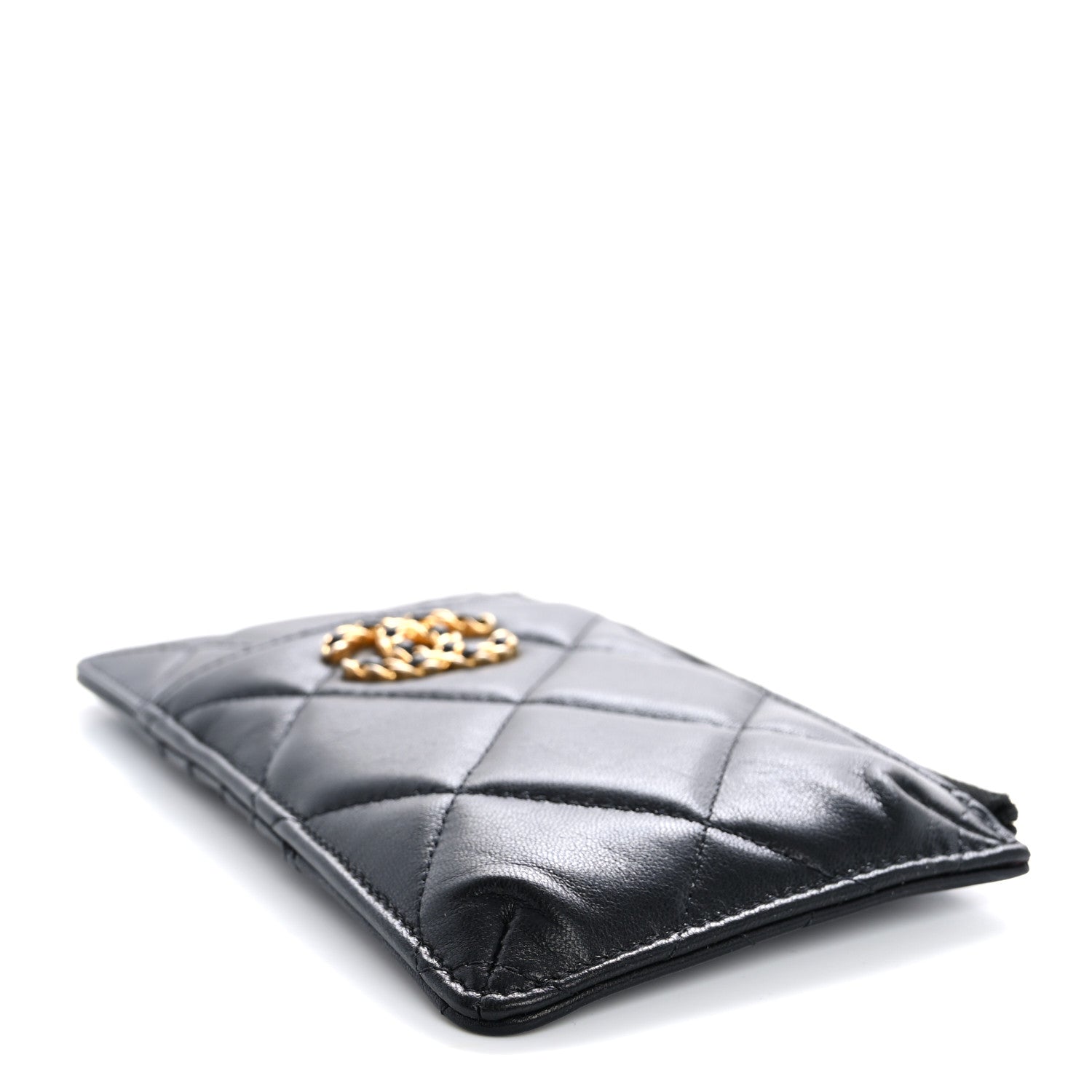 Chanel Goatskin Quilted Chanel 19 Phone and Card Holder Black 4 of 9