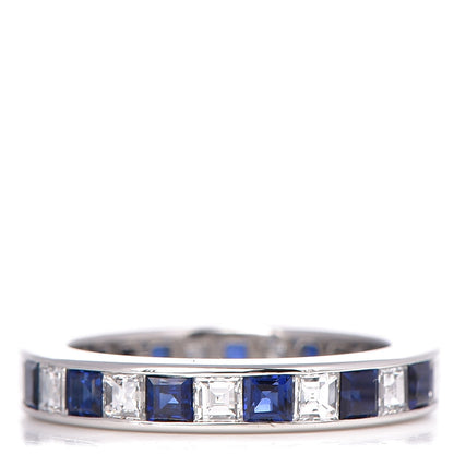 Tiffany Platinum Diamond Sapphire Eternity Band Ring 1 of 4