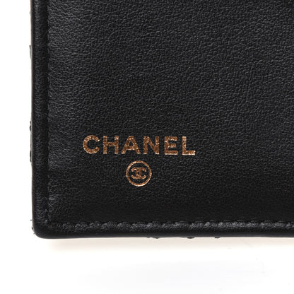 Chanel Lambskin Camellia Embossed Small Double Wallet Black 8 of 13