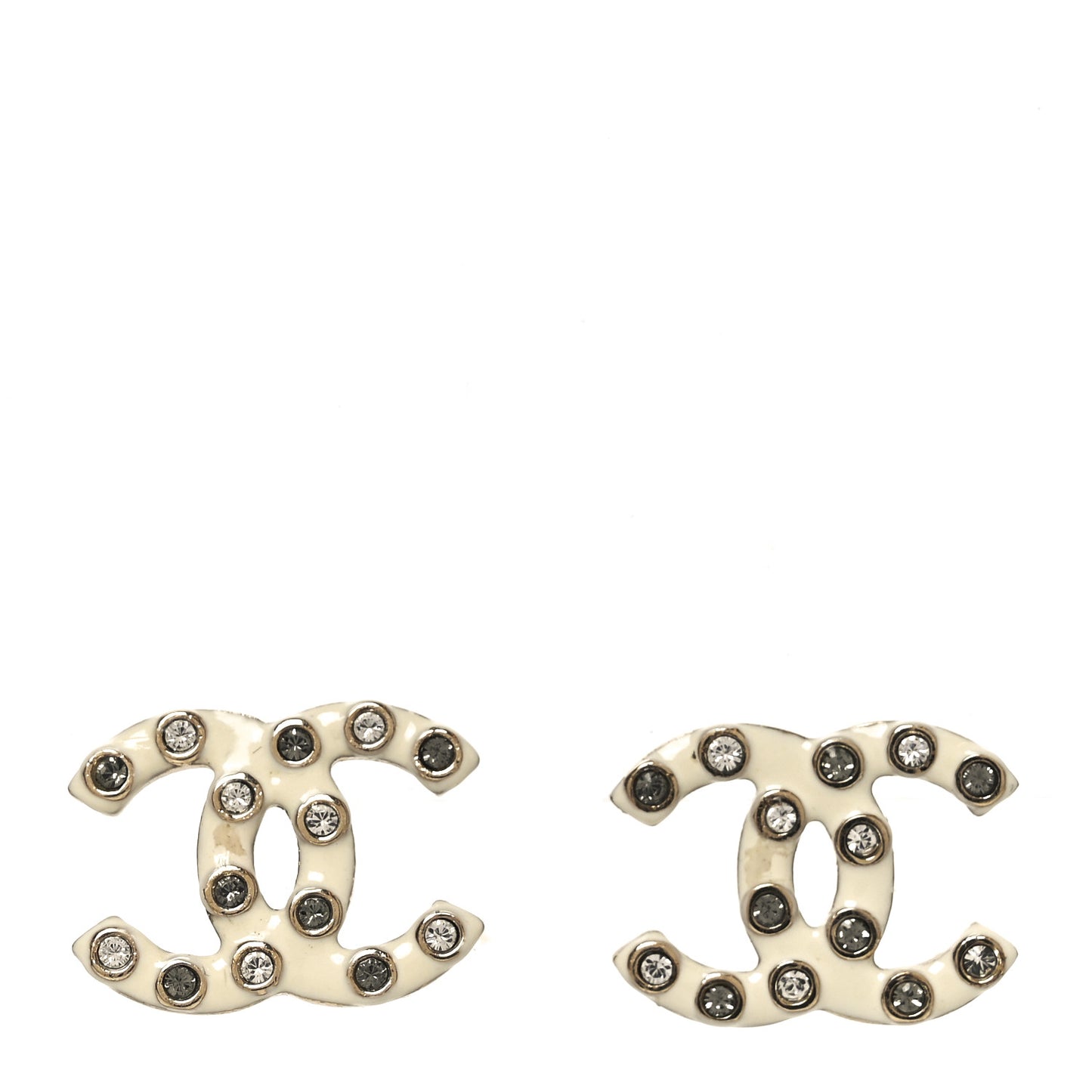 Crystal Enamel CC Earrings White