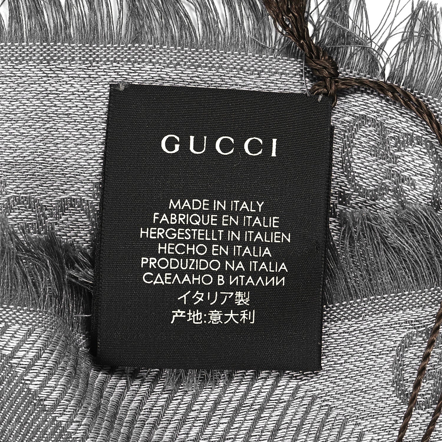 Gucci Wool Silk Monogram GGWeb Fringe Shawl Pearl Medium Grey 3 of 3