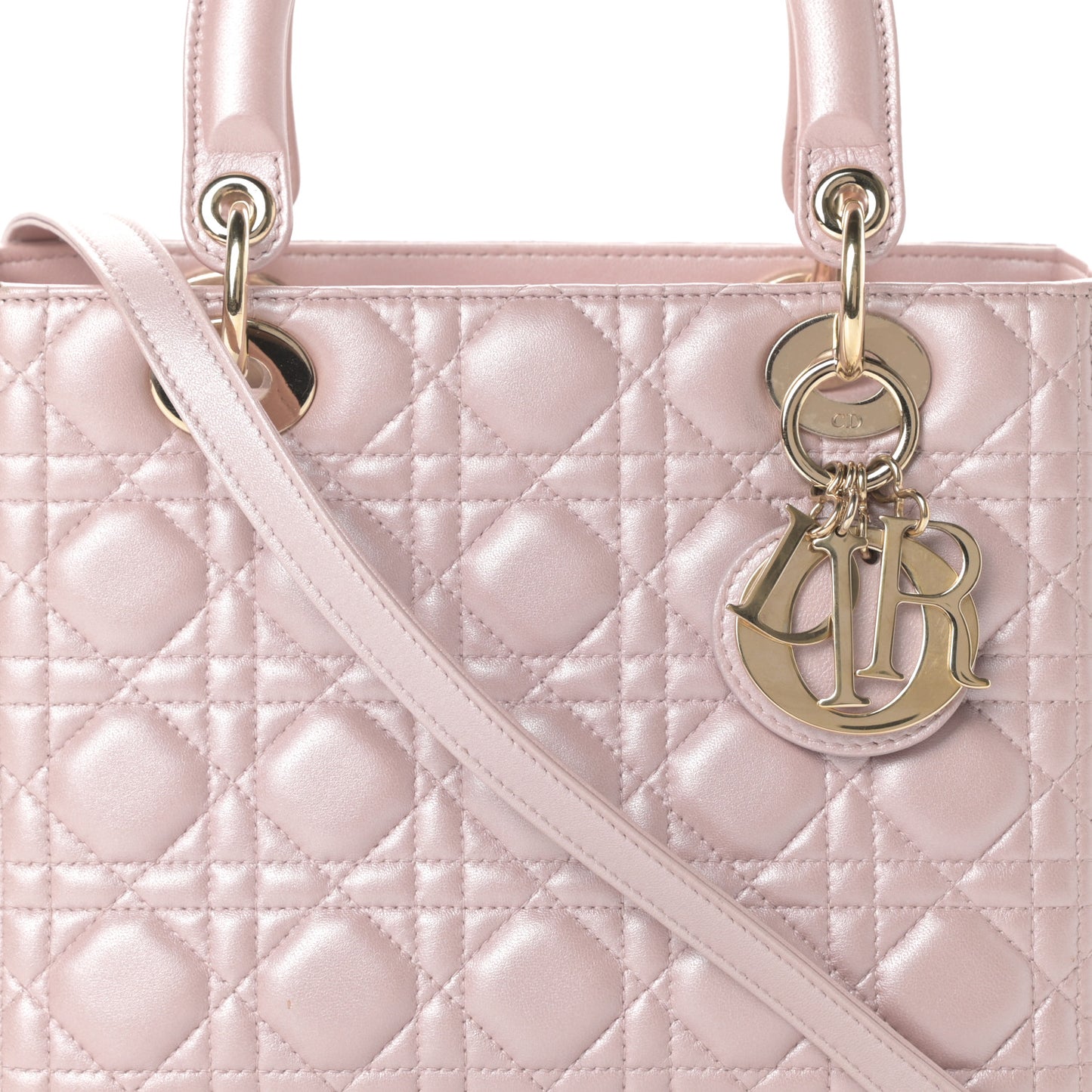 Pearly Lambskin Cannage Medium Lady Dior Lotus