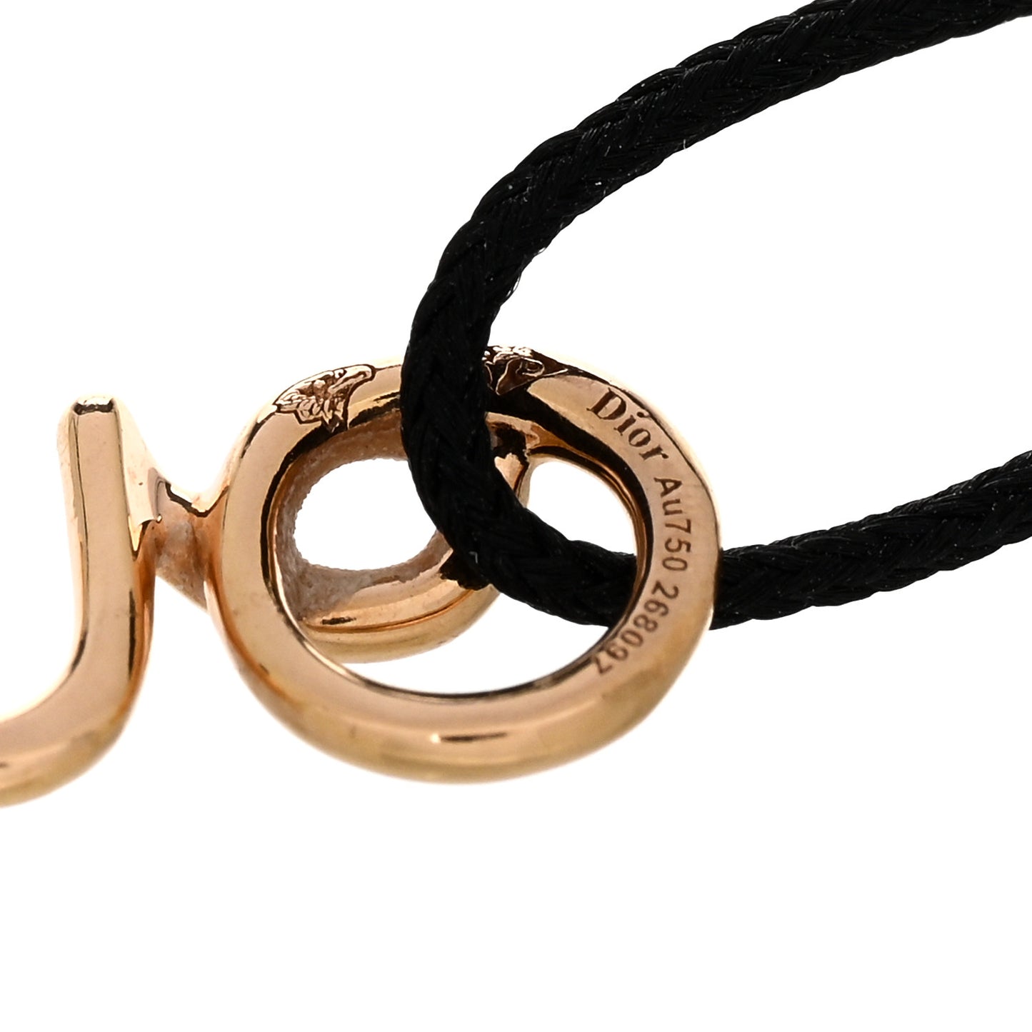 18K Rose Gold Diamond Oui Cord Bracelet Black