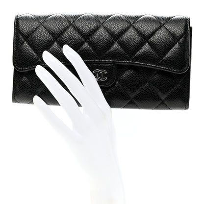 Chanel Caviar Quilted Large Gusset Flap Wallet Black 2 of 7