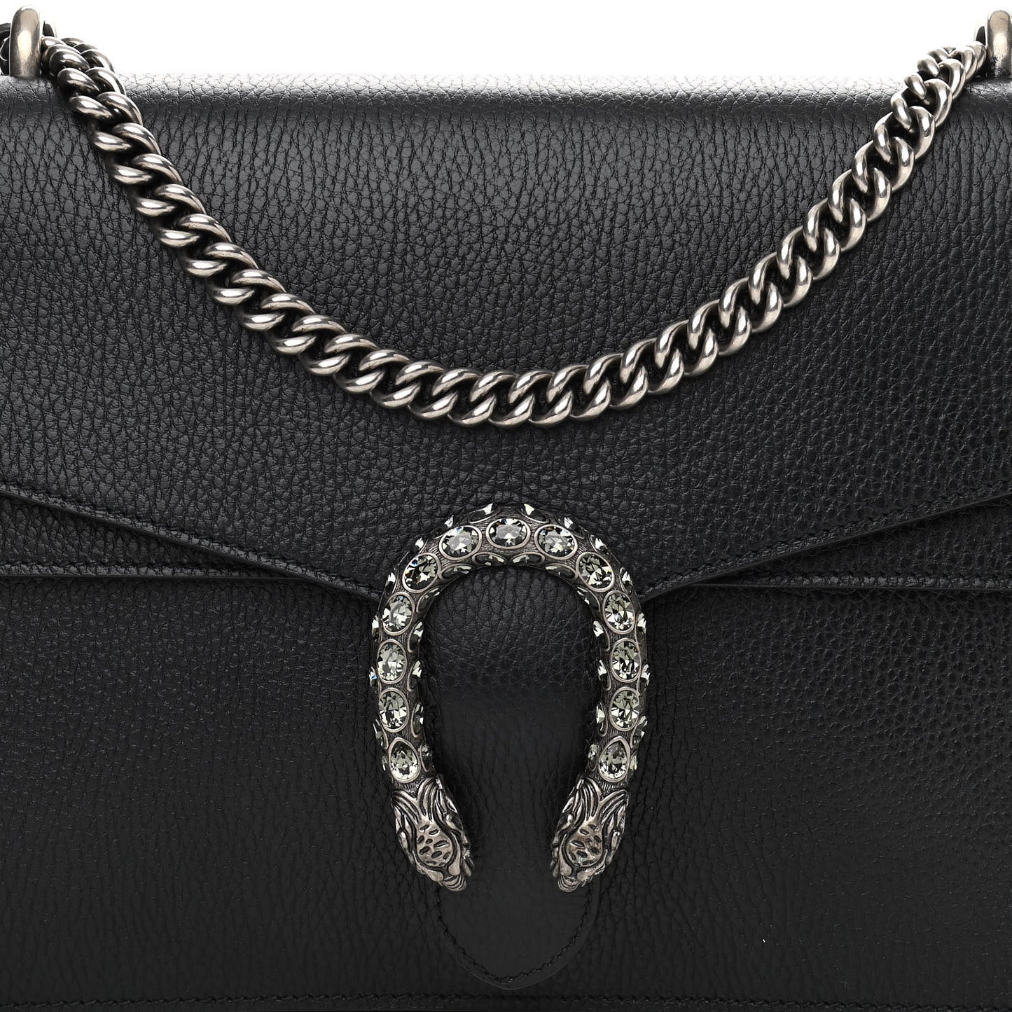 Dollar Calfskin Crystal Medium Dionysus Shoulder Bag Black Black Diamond