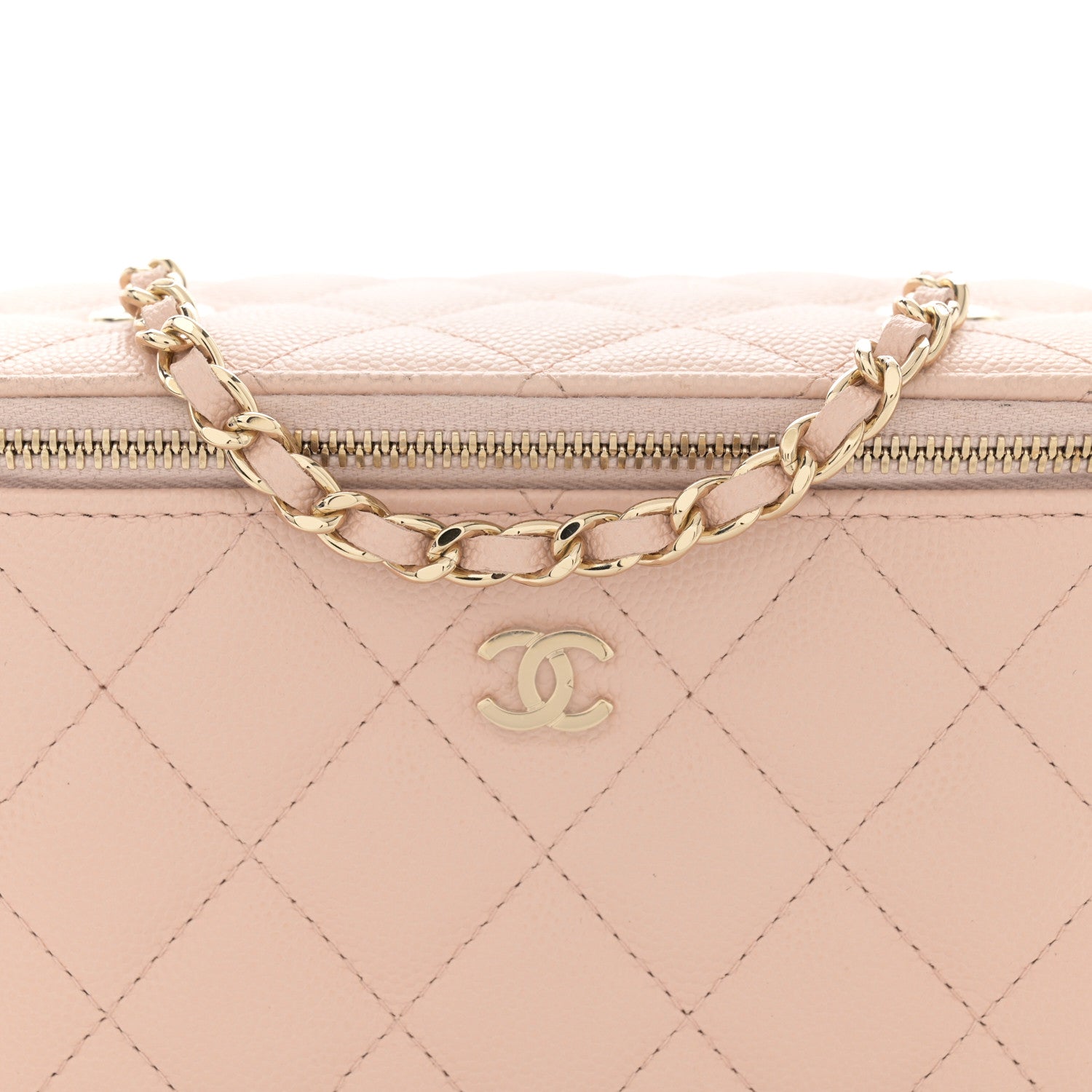 Chanel Caviar Quilted Small Vanity Case With Chain Light Beige 8 of 11