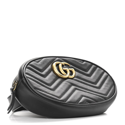 Gucci Calfskin Matelasse GG Marmont Belt Bag 95 38 Black 4 of 10