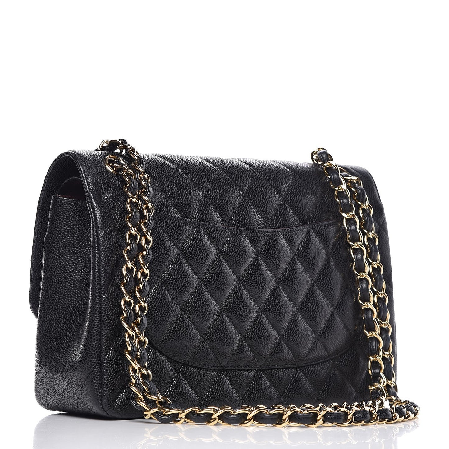 Caviar Quilted Jumbo Double Flap Black