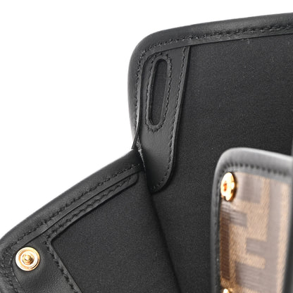 Fendi Glazed Fabric Vitello Century FF 1974 Stamp Patch Mini Peekaboo Defender Cover Mogano Panna Black 9 of 12