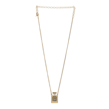 Chanel Crystal Pearl Perfume Bottle CC Necklace Black Gold 3 of 4