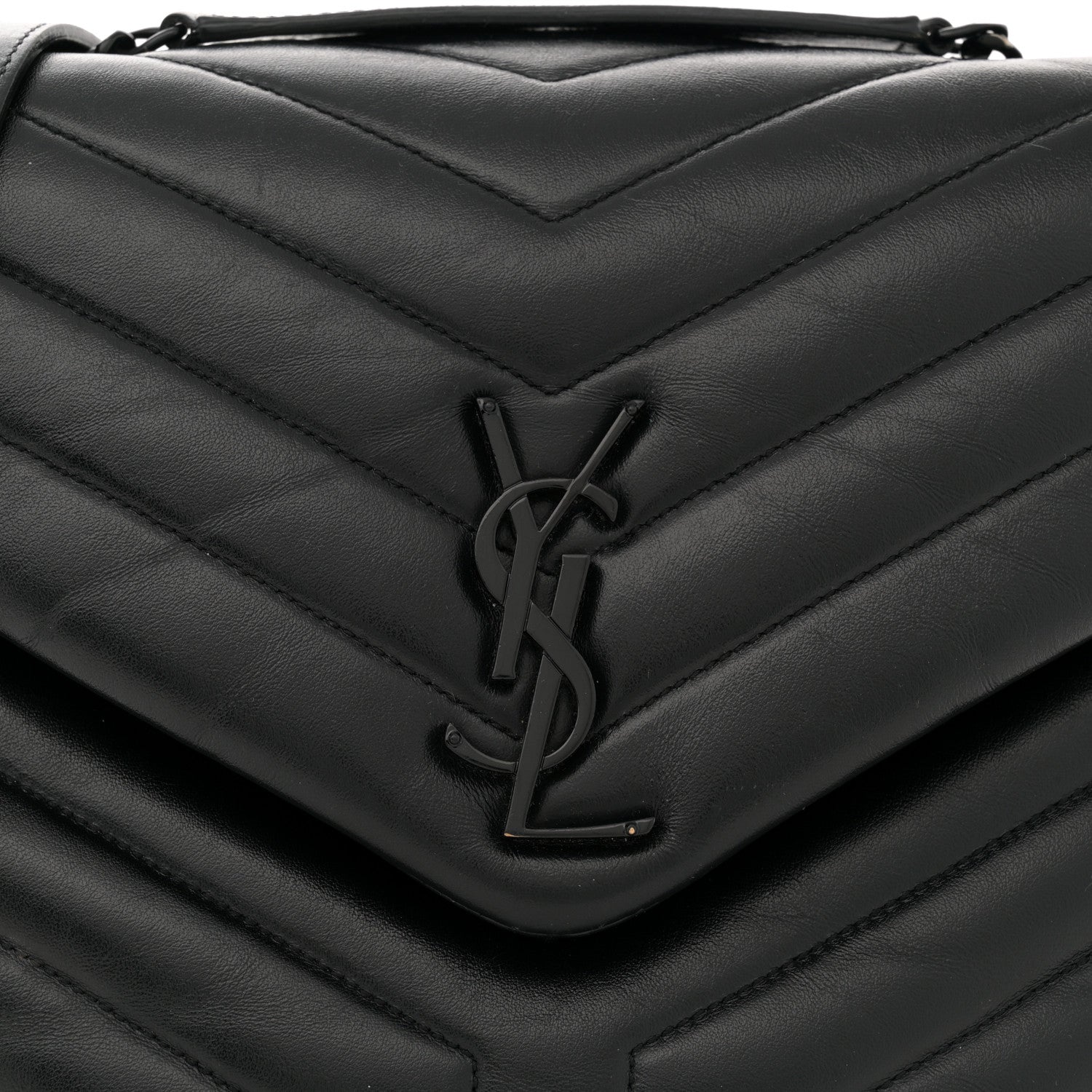 Saint Laurent Calfskin Y Quilted Monogram Monochrome Medium Loulou Chain Satchel Black 8 of 15