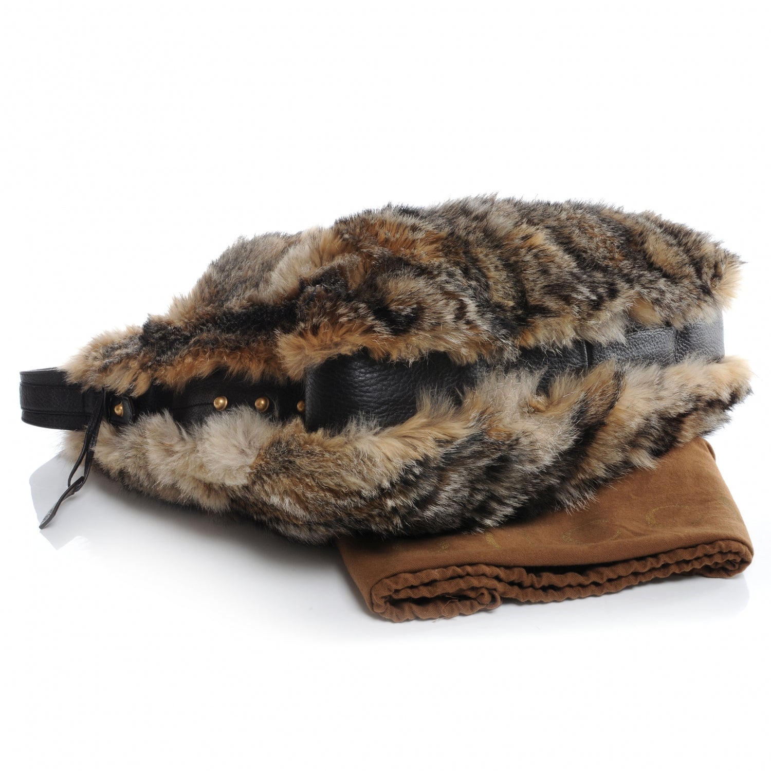 Gucci Racoon Fur Large Horsebit Chain Hobo Brown 4 of 8