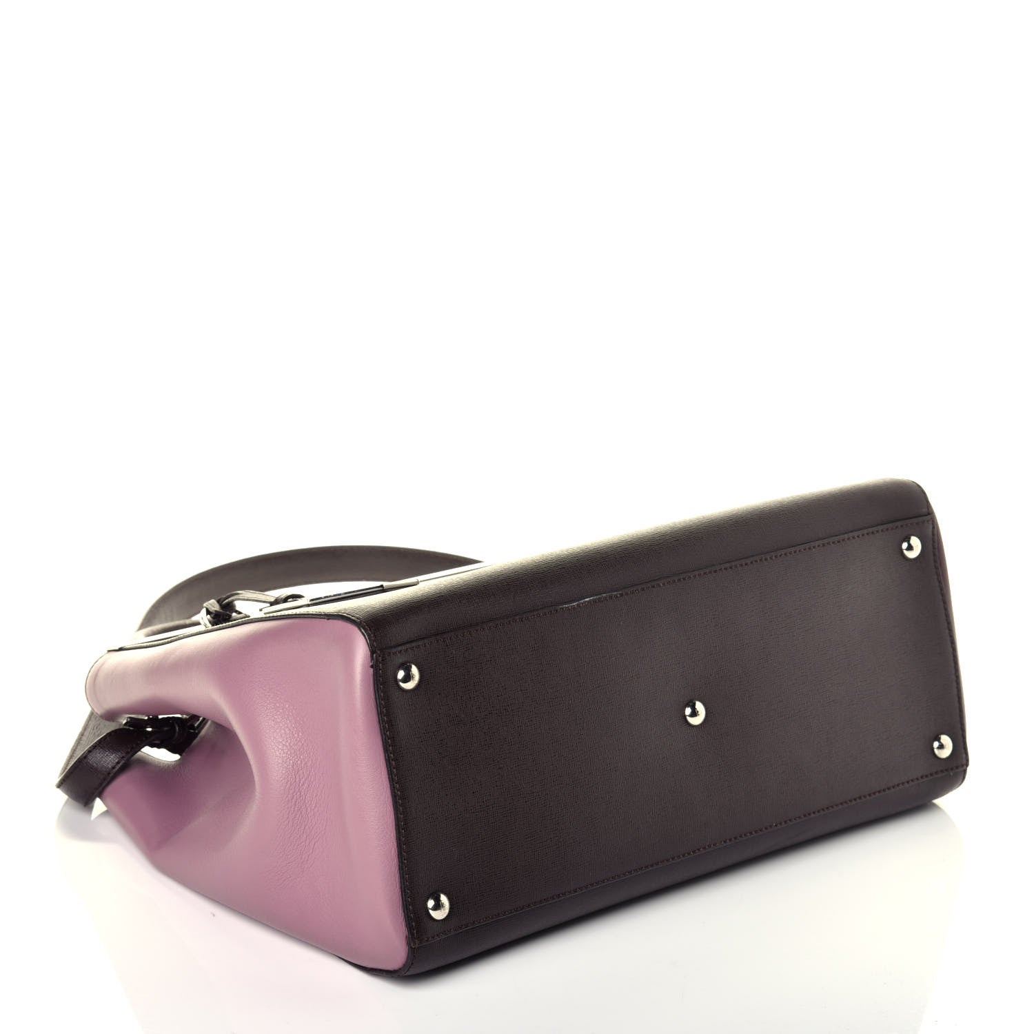 Fendi Vitello Elite Colorblock Regular 2Jours Tote Caffe Noir Bordeaux Glicine 5 of 11