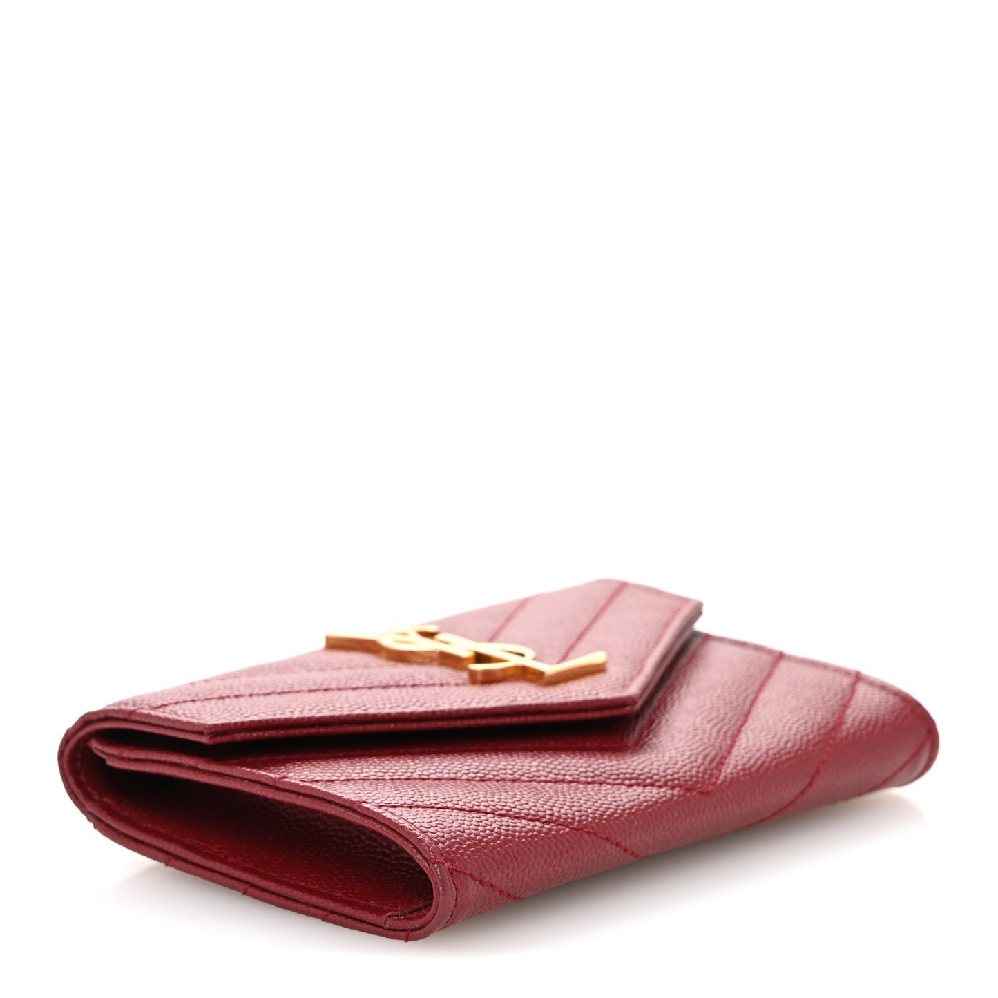 Grain De Poudre Matelasse Chevron Small Monogram Envelope Wallet Opyum Red