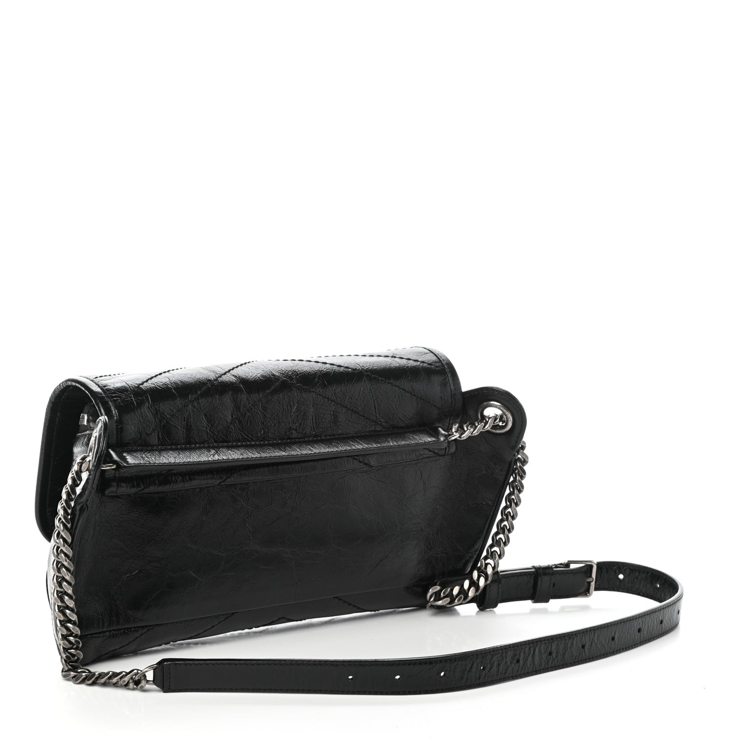 Crinkled Calfskin Matelasse Monogram Niki Body Bag Black