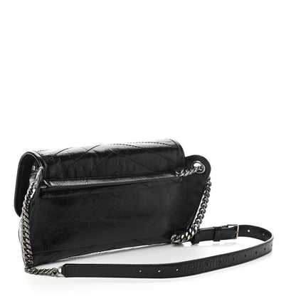 Saint Laurent Crinkled Calfskin Matelasse Monogram Niki Body Bag Black 3 of 9