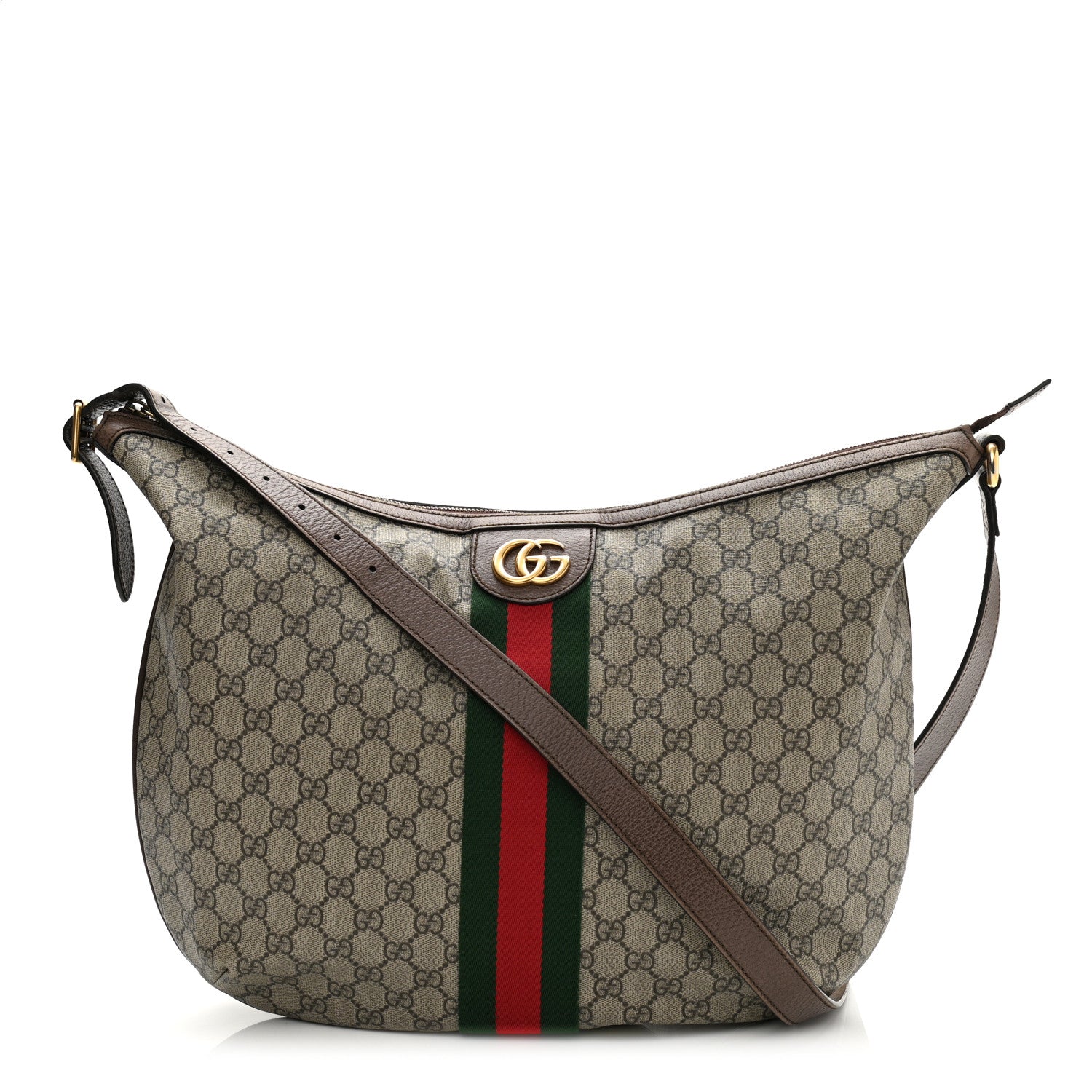 Gucci GG Supreme Monogram Web Ophidia Half Moon Hobo Brown 1 of 10