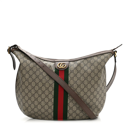 Gucci GG Supreme Monogram Web Ophidia Half Moon Hobo Brown 1 of 10