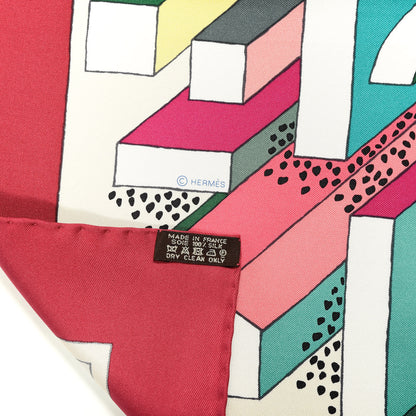 Hermes Silk On A Summer Day Scarf 90 Rouge Blanc Multicolor 4 of 4