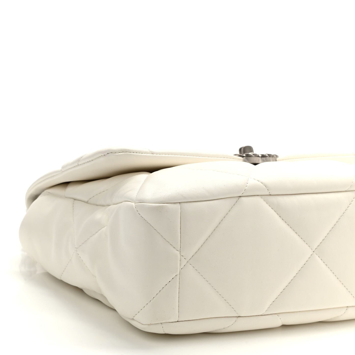Lambskin Quilted Large Chanel 19 Flap White