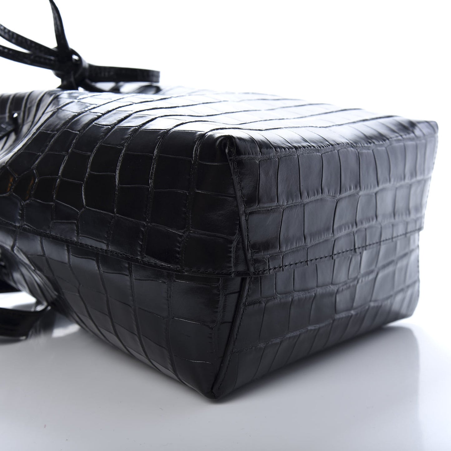 Crocodile Embossed Bucket Bag Black
