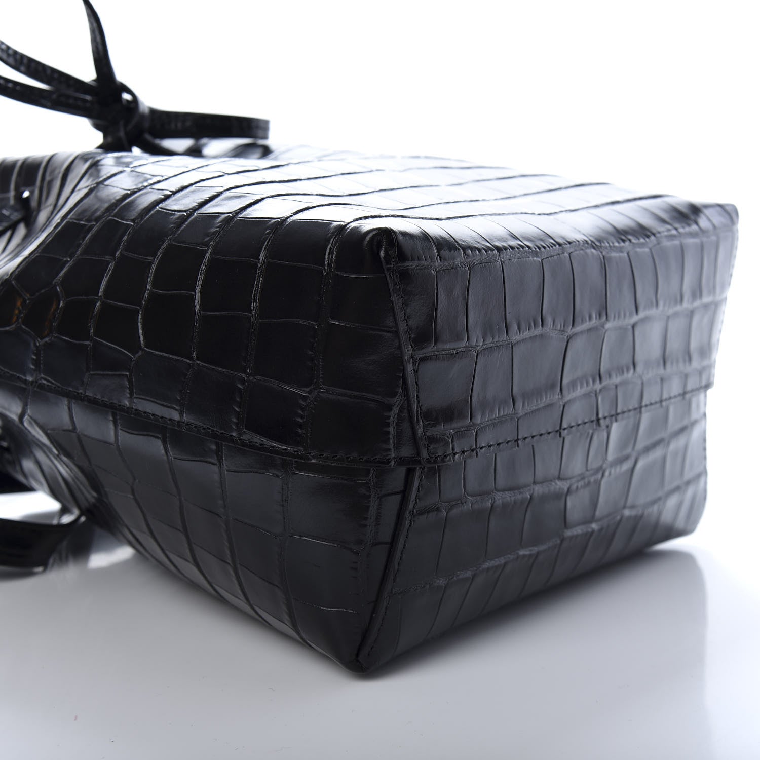 Mansur Gavriel Crocodile Embossed Bucket Bag Black 7 of 8