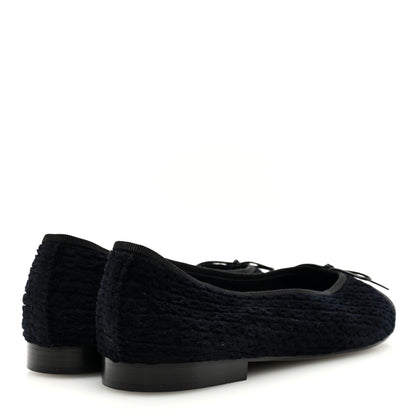 Chanel Tweed Caviar Cap Toe Ballerina Flats 39.5 Black 4 of 7