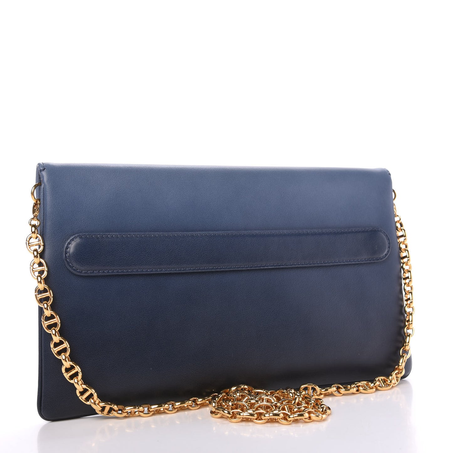 Smooth Calfskin Medium Diordouble Chain Bag Indigo Blue
