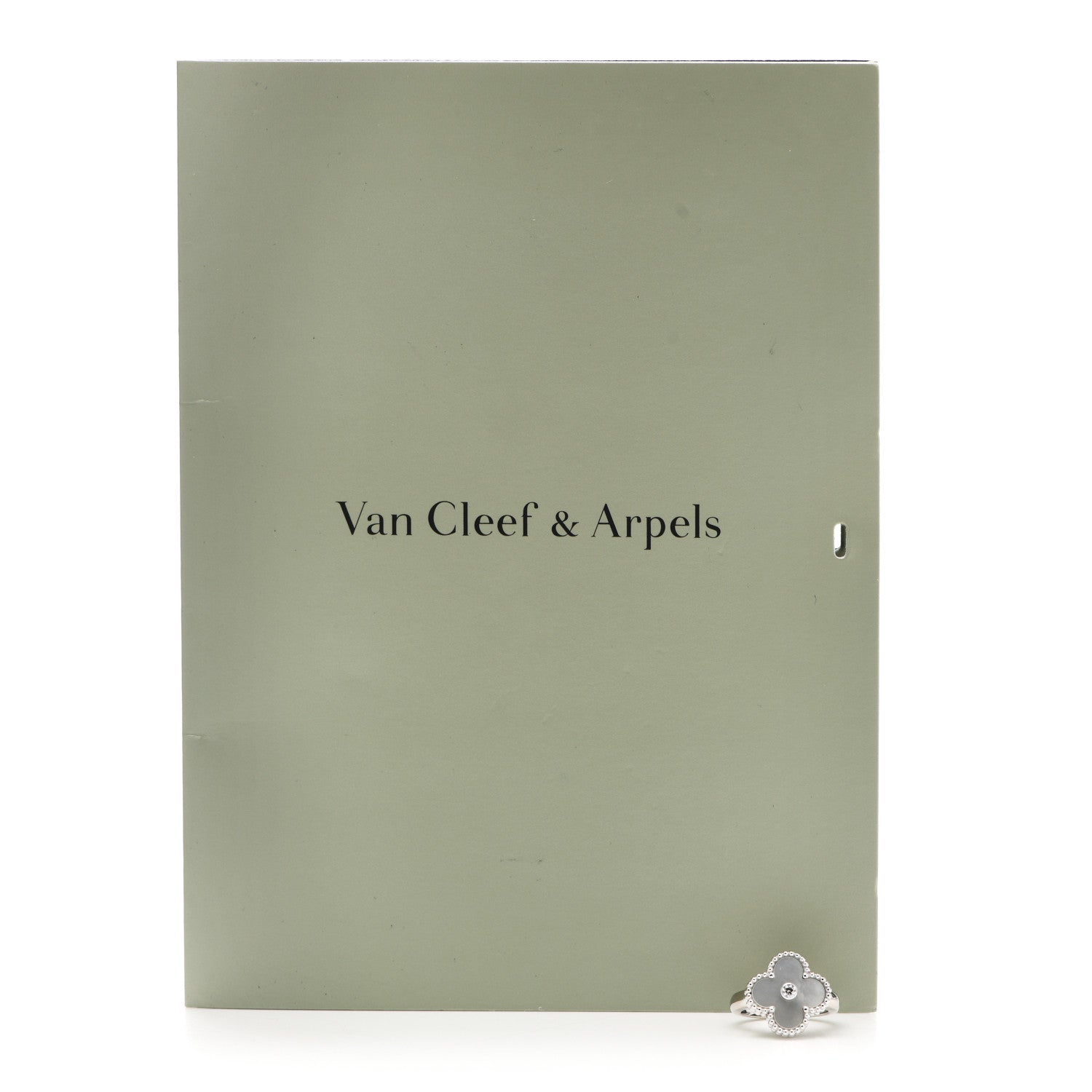 Van Cleef & Arpels 18K White Gold Diamond Mother of Pearl Vintage Alhambra Ring 48 4.5 6 of 6
