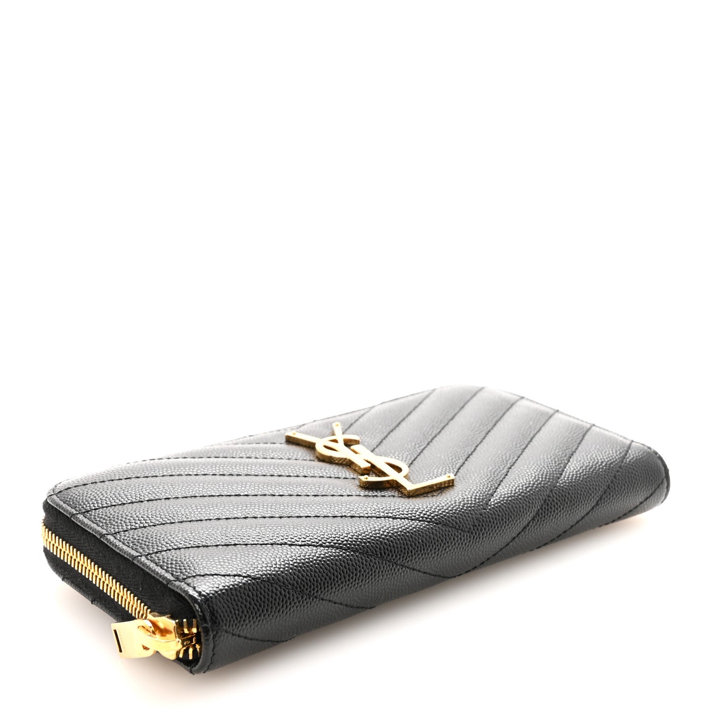 Grain De Poudre Matelasse Chevron Monogram Zip Around Wallet Black