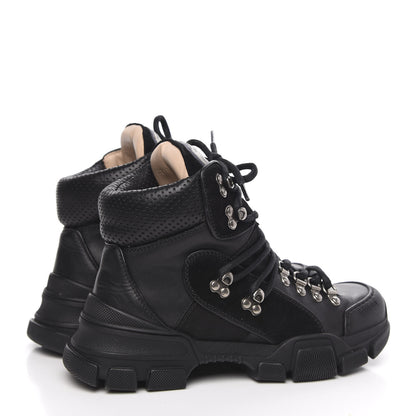 Gucci X SEGA Calfskin Suede Technical Canvas Womens Flashtrek High-Top Sneakers 37 Black 4 of 10