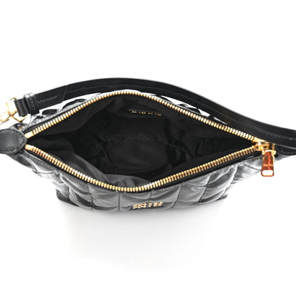 Miu Miu Iridescent Fabric Quilted Mini Spirit Ciré Bag Black 4 of 8