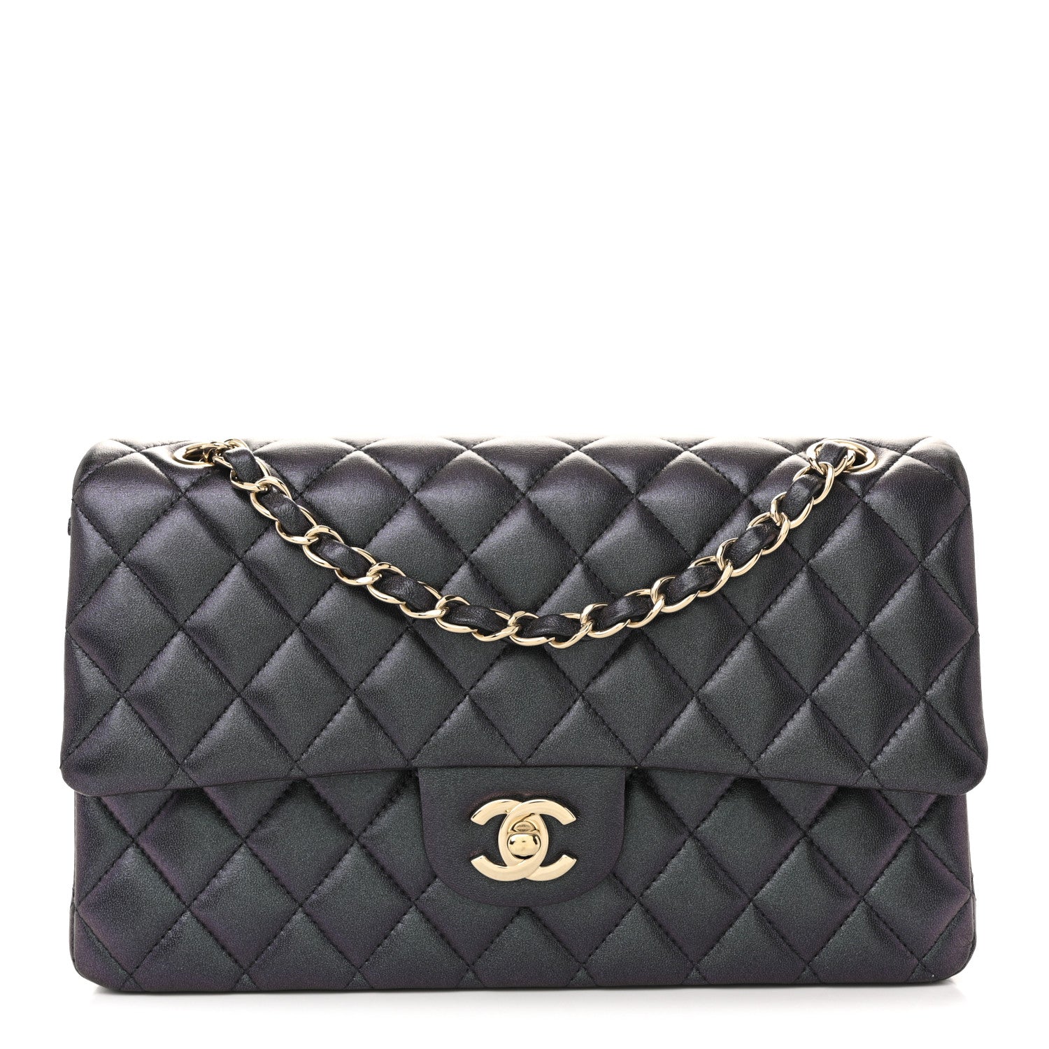 Chanel Iridescent Lambskin Quilted Medium Double Flap Black 1 of 11