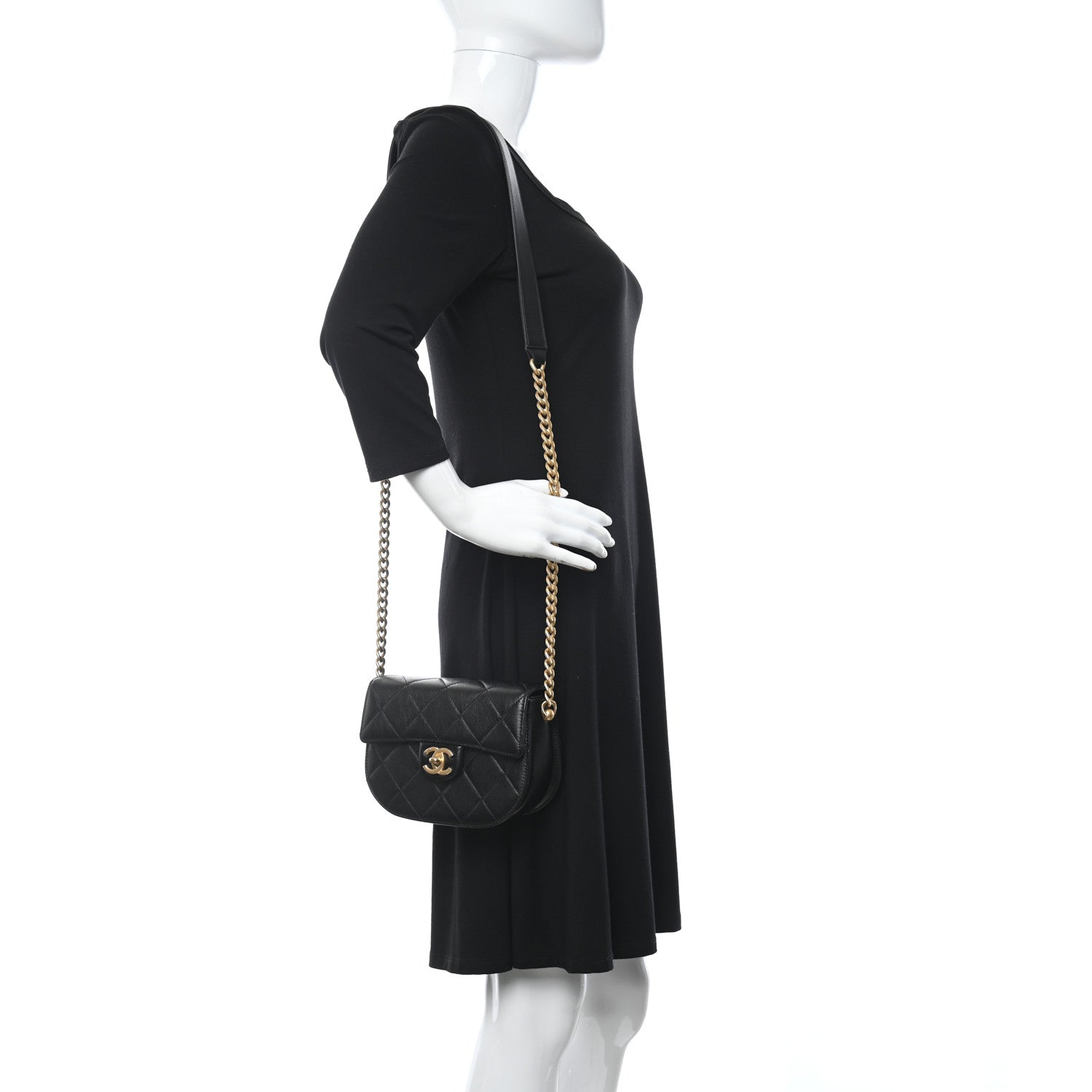 Chanel Calfskin Quilted Moon Messenger Black 2 of 12