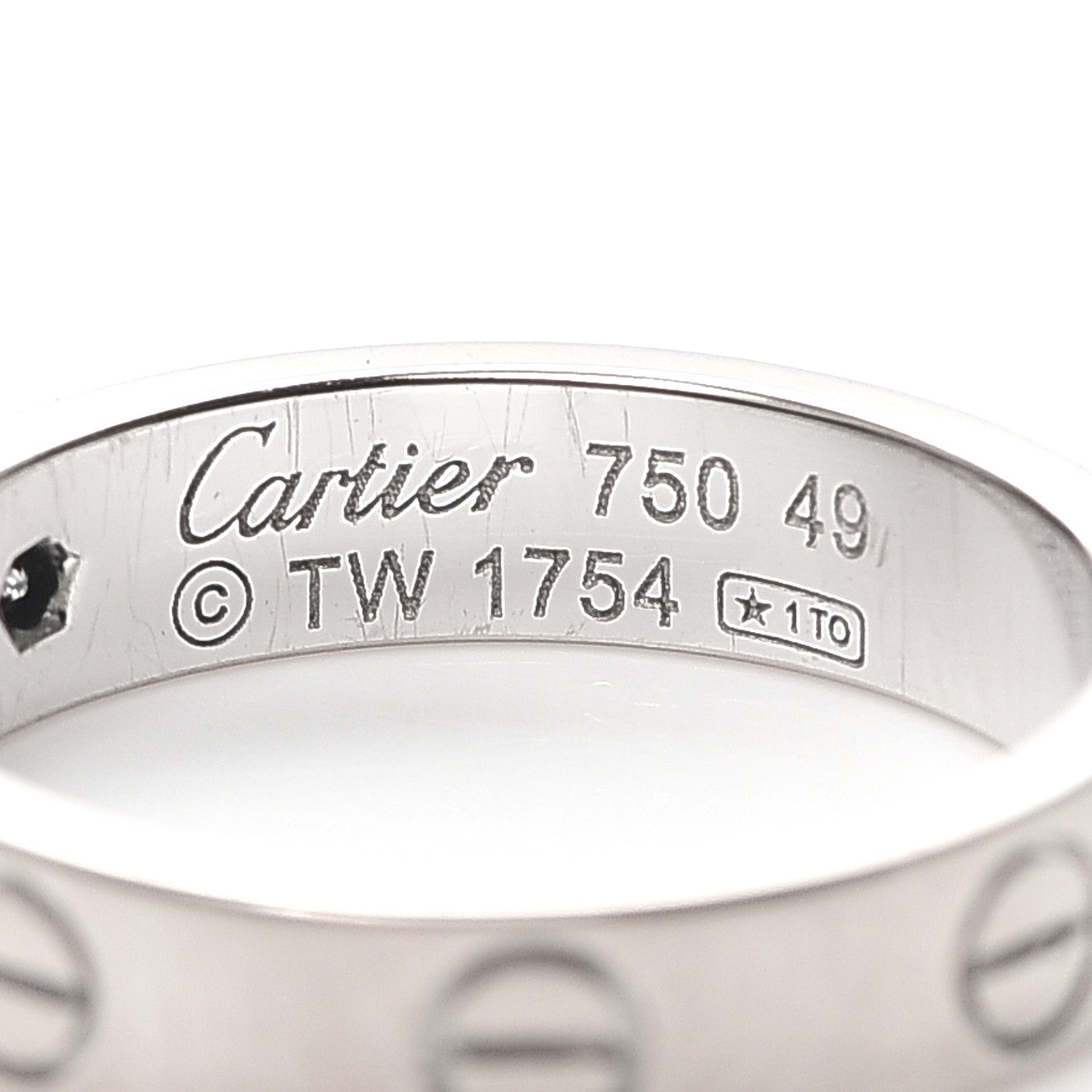 Cartier 18K White Gold Diamond 4mm LOVE Wedding Band Ring 49 4.75 4 of 6
