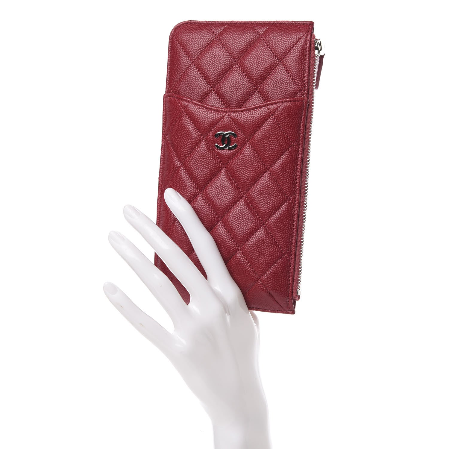 Chanel Caviar Quilted Classic Flat Wallet Pouch Red 2 of 10
