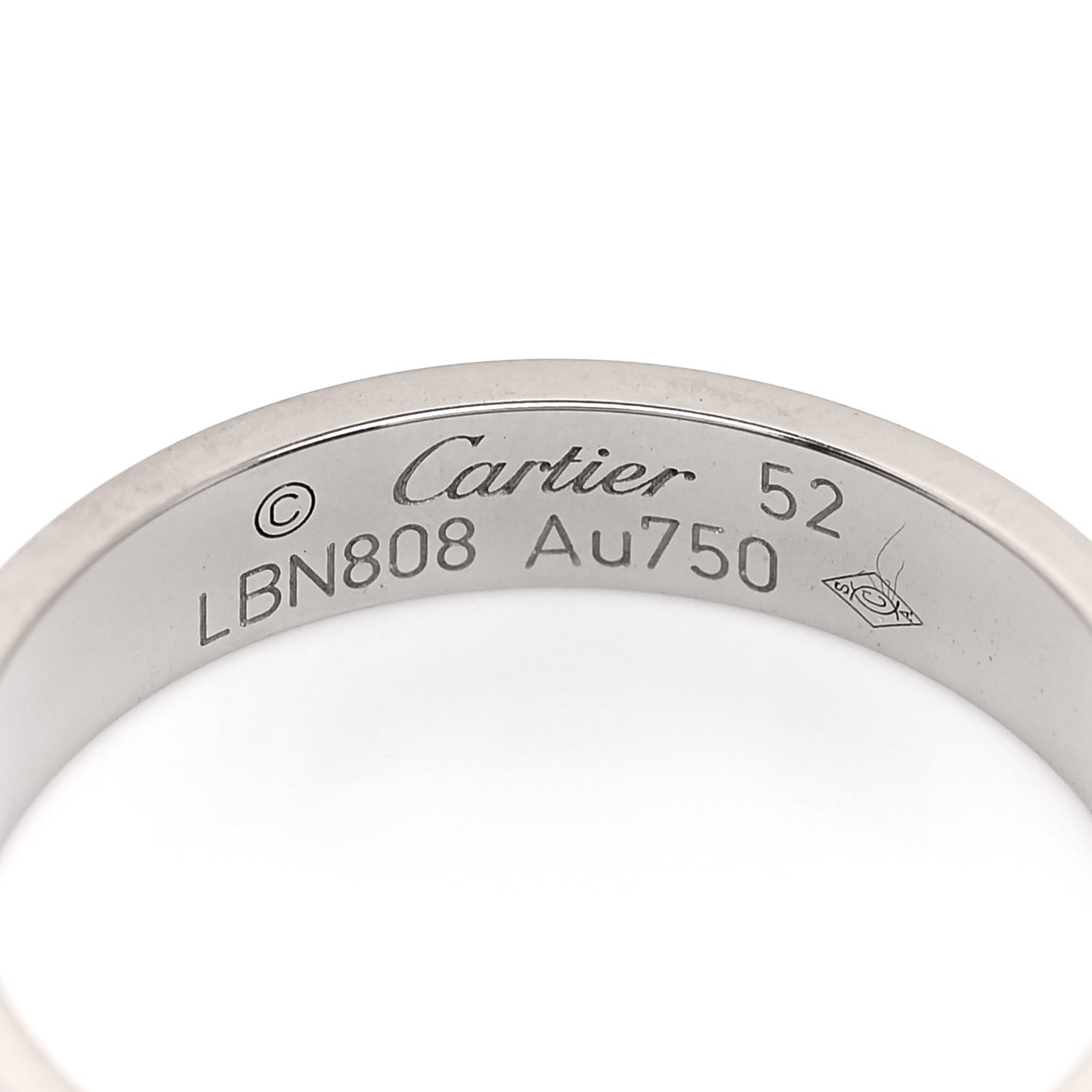 18K White Gold 3.5mm LOVE Wedding Band Ring 52 6