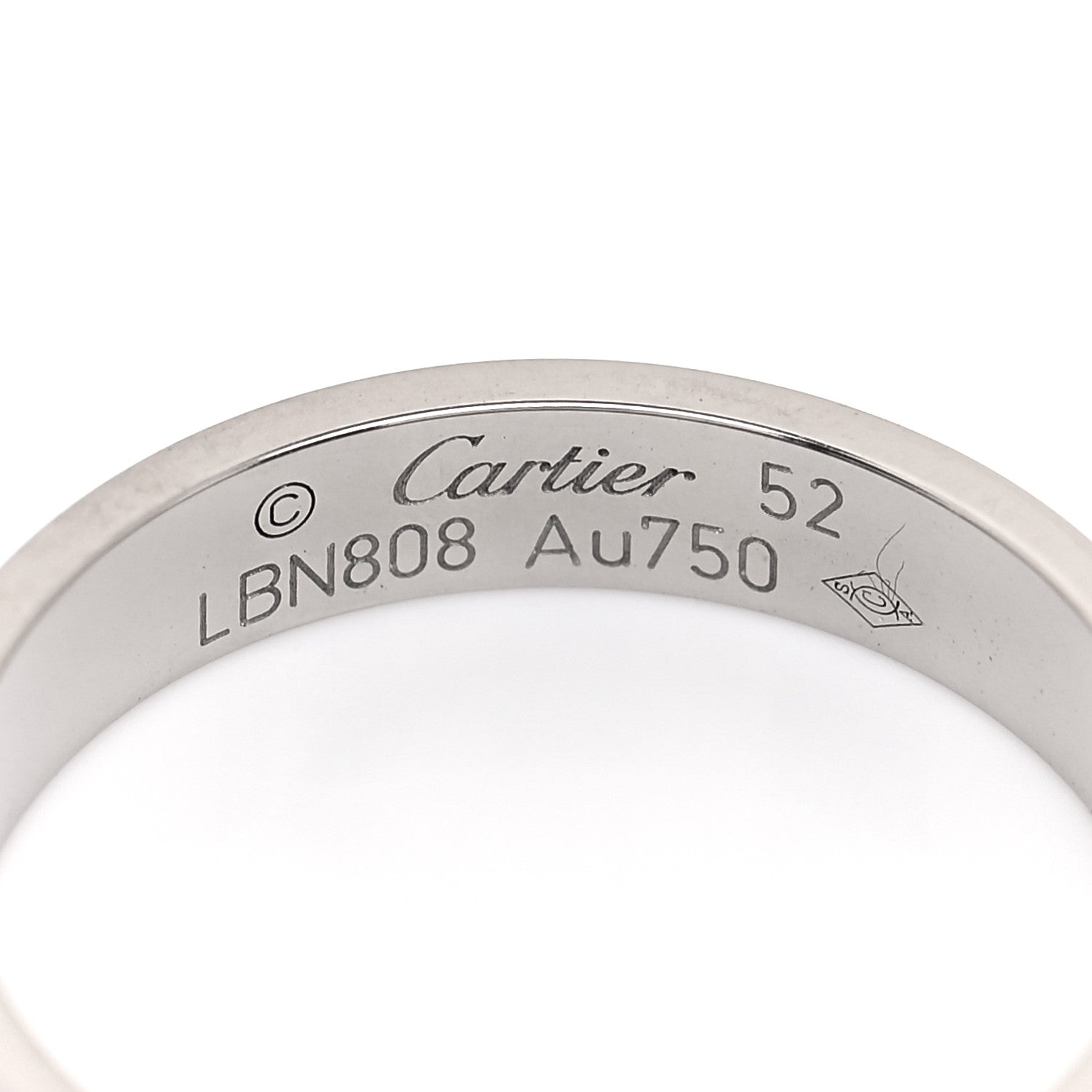 Cartier 18K White Gold 3.5mm LOVE Wedding Band Ring 52 6 4 of 6