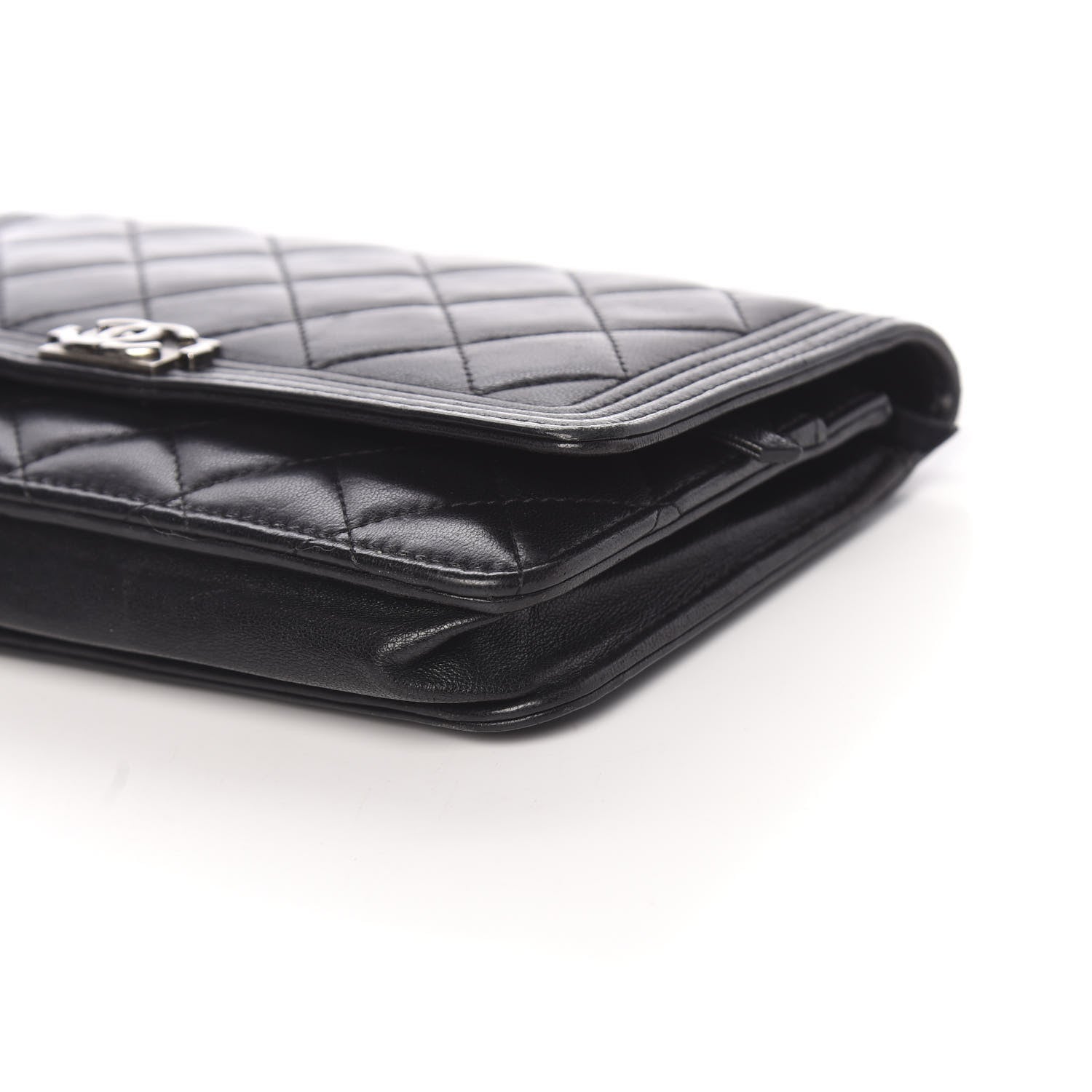Chanel Lambskin Quilted Boy Wallet On Chain WOC Black 10 of 13