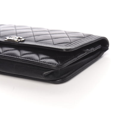 Chanel Lambskin Quilted Boy Wallet On Chain WOC Black 10 of 13