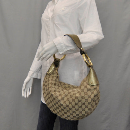 Gucci Monogram Bamboo Ring Hobo Metallic 2 of 8